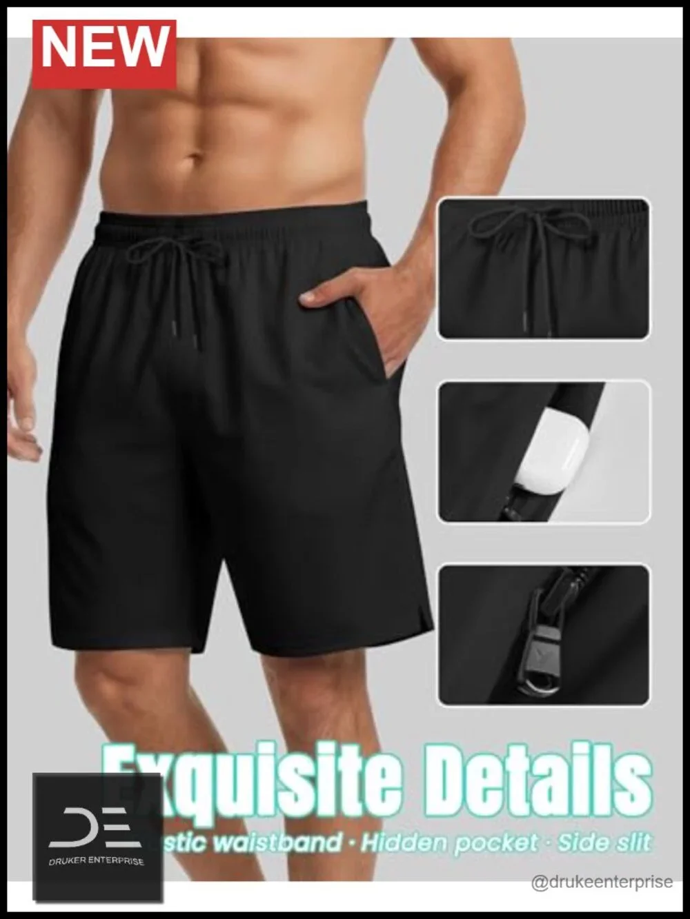 Men's 9-Inch Swim Trunks with Quick-Dry Fabric & Compression Liner